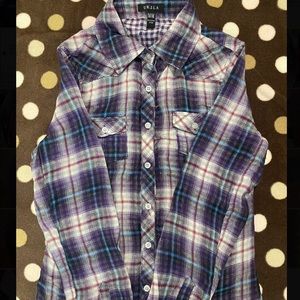 Purple plaid shirt long sleeve